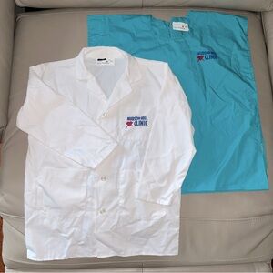 Kids DOCTOR LAB WHITE COAT & BLUE SCRUBS TOP Unisex One Size Just Pretend tops